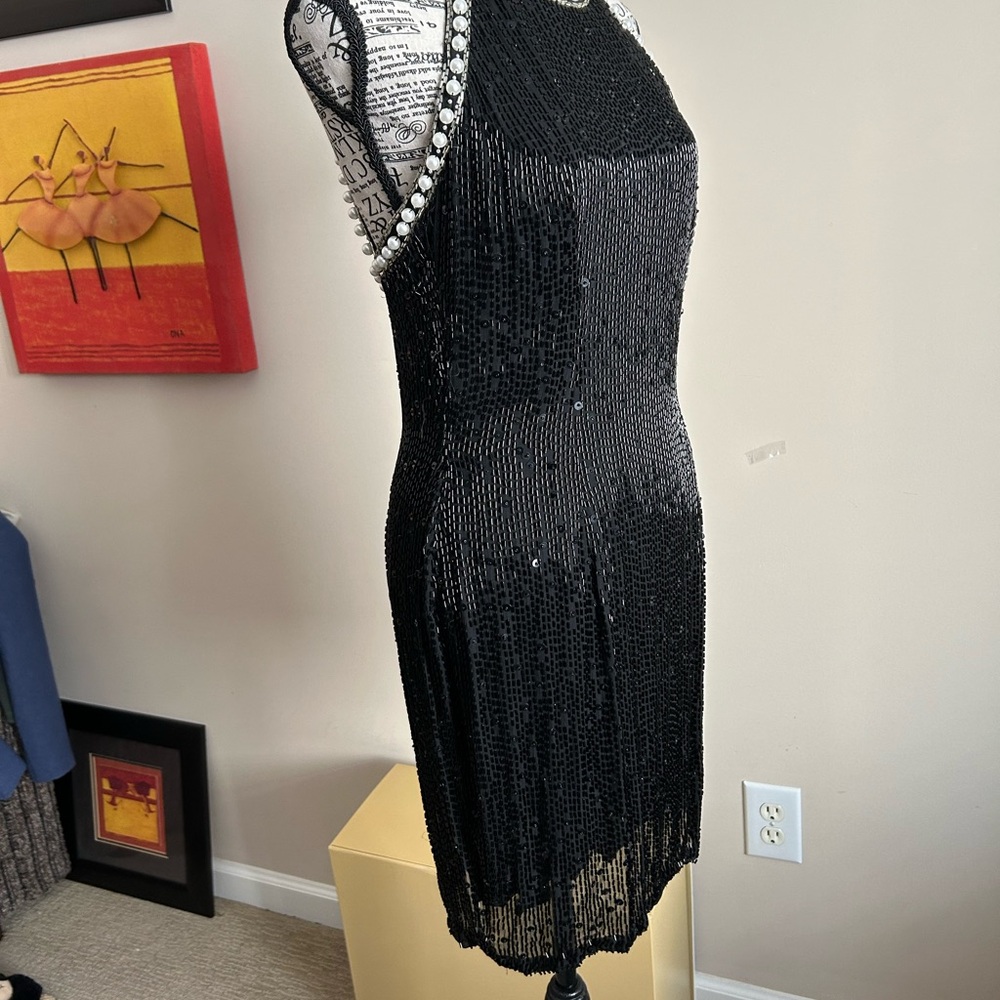 Lillie Rubin Vintage Black Beaded Mini Dress - Picture 8 of 10